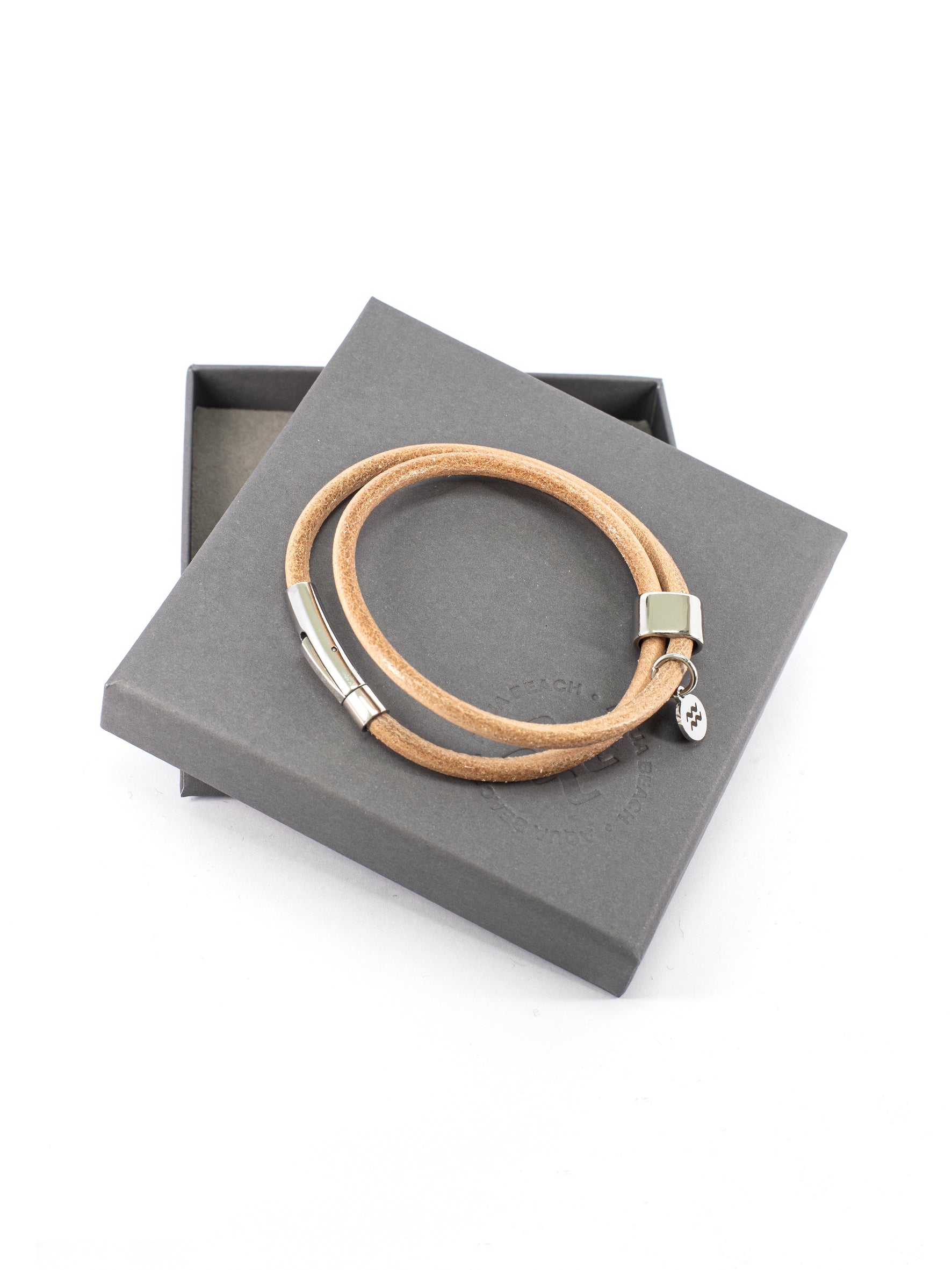 Aqua Beach  Leather & Stainless Steel - Natural