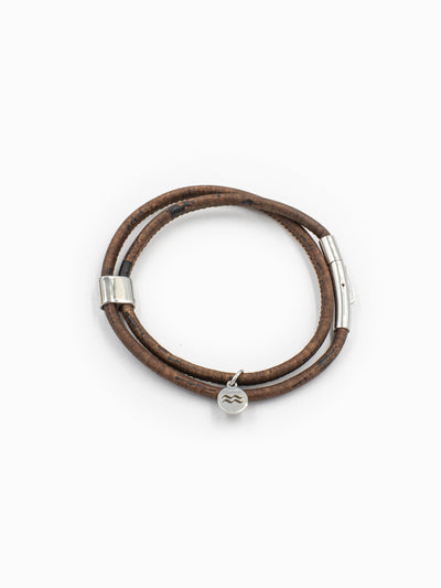 Aqua Beach Sustainable Cork, Vegan Leather Bracelet with stainless steel clasp, Beach Jewellery, made in the UK