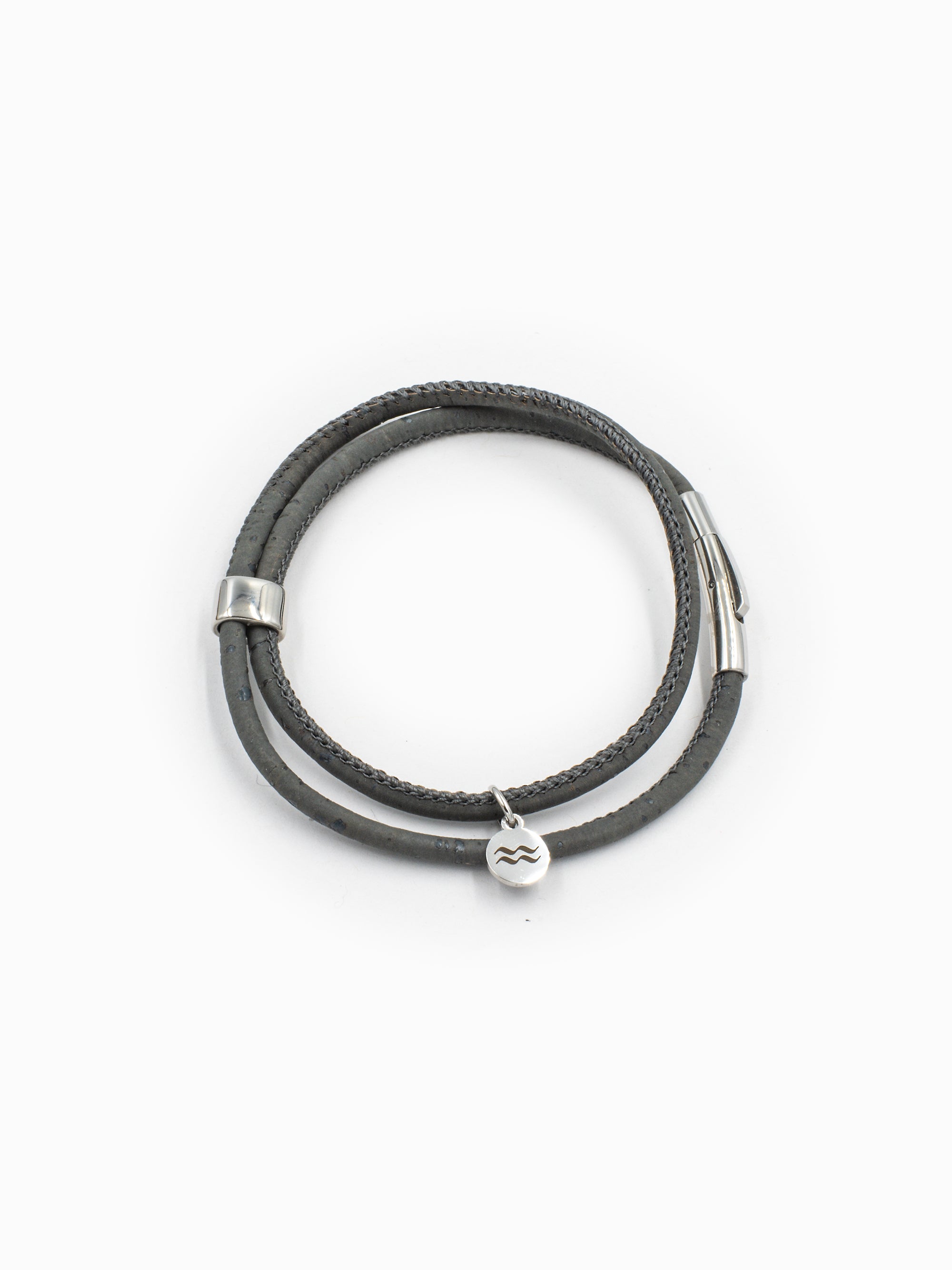 Aqua Beach Sustainable Cork, Vegan Leather Bracelet with stainless steel clasp, Beach Jewellery, made in the UK