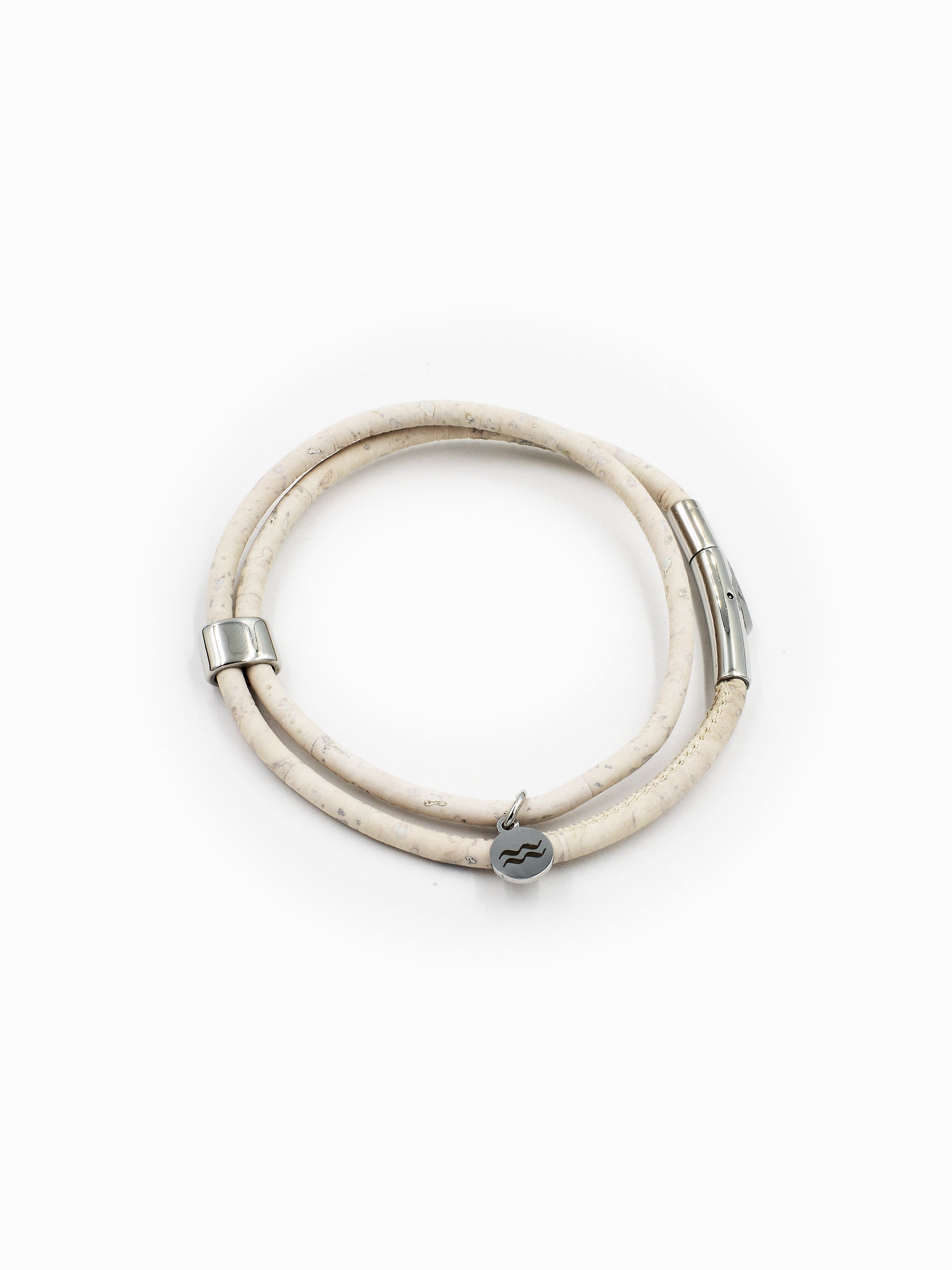 Aqua Beach Sustainable Cork, Vegan Leather Bracelet with stainless steel clasp, Beach Jewellery, made in the UK