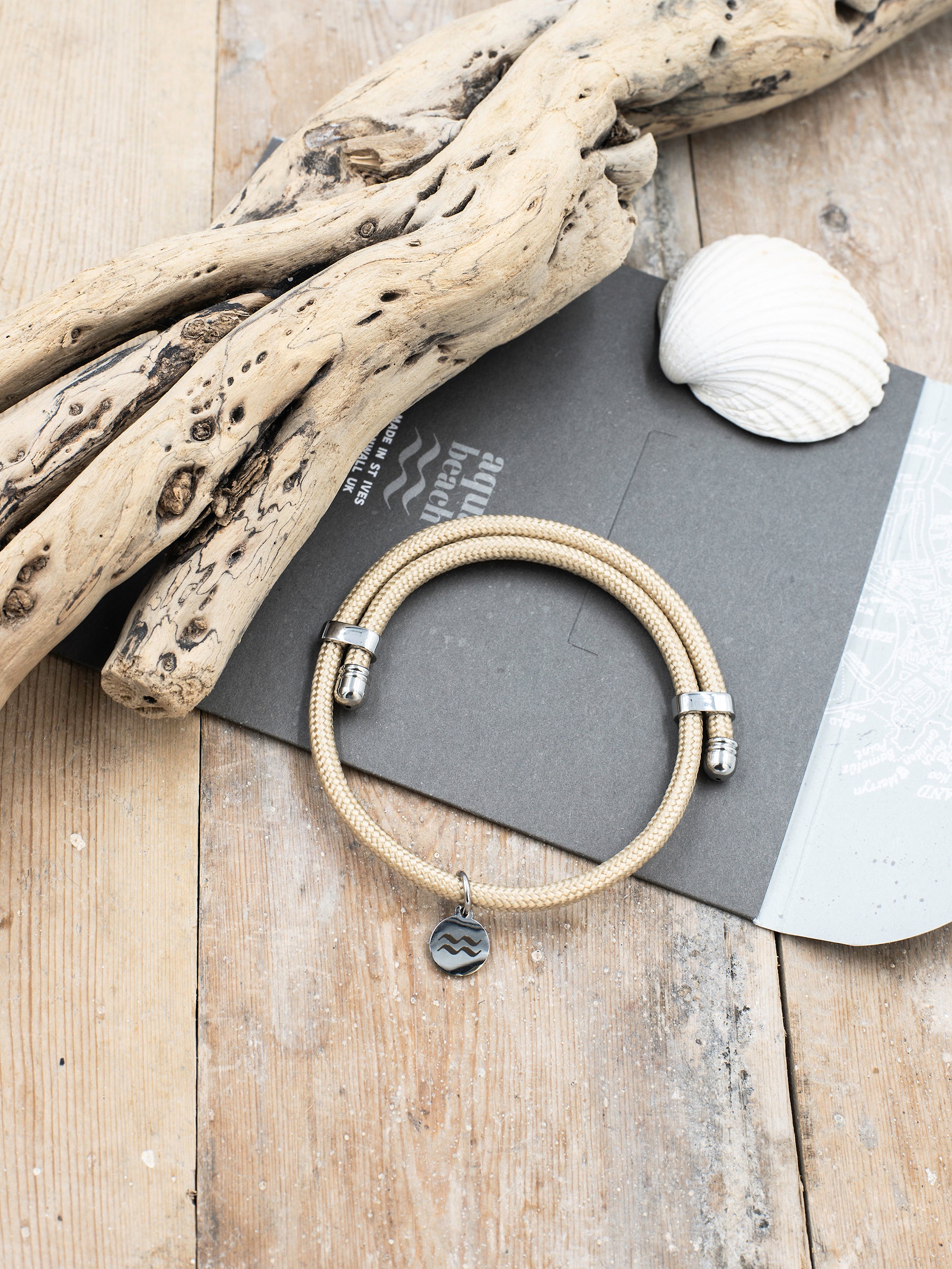 Aqua Beach Recycled Plastic Bracelet Size Adjustable - Sand