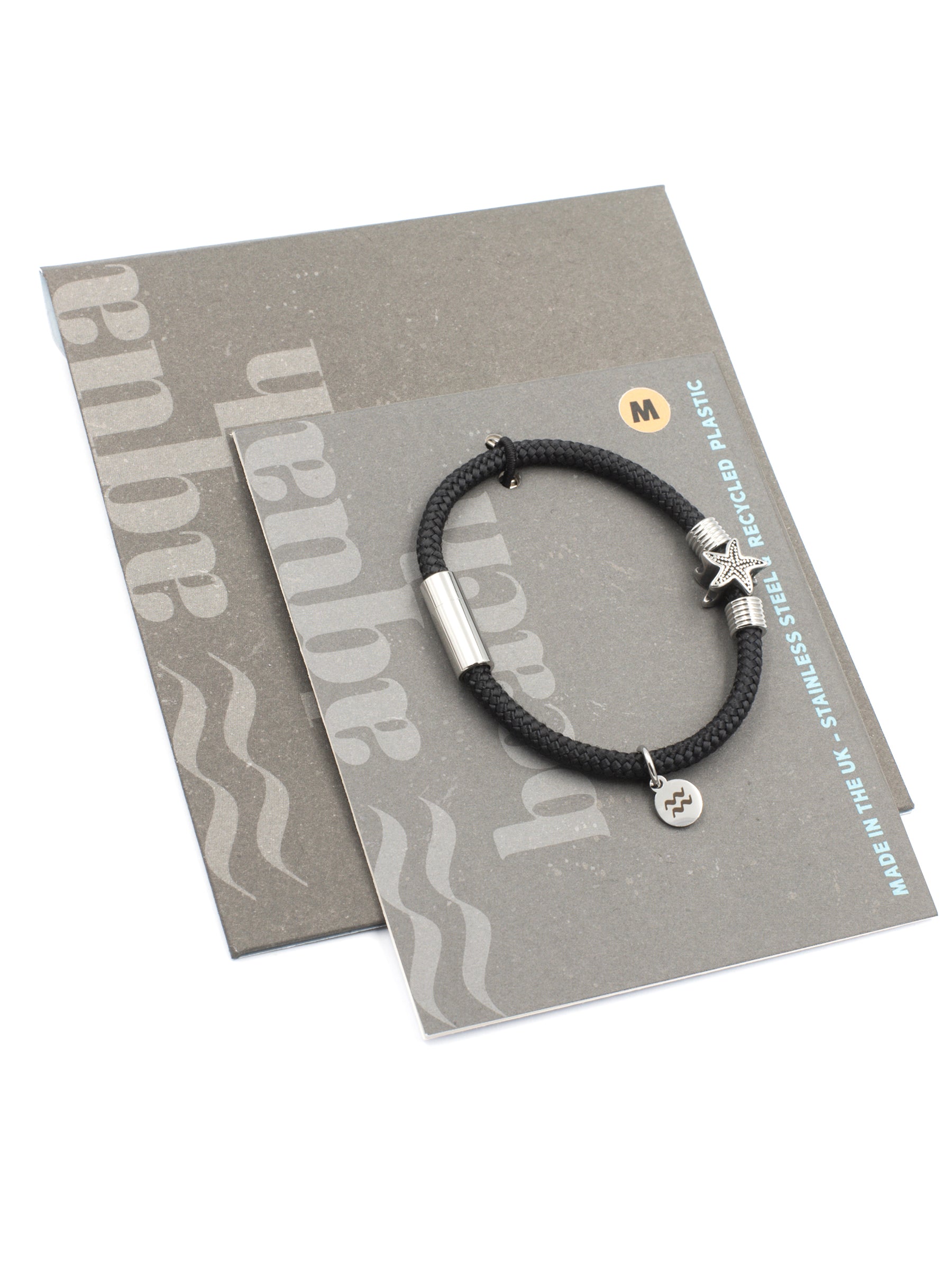 Aqua Beach Starfish Recycled Plastic Bracelet - Black