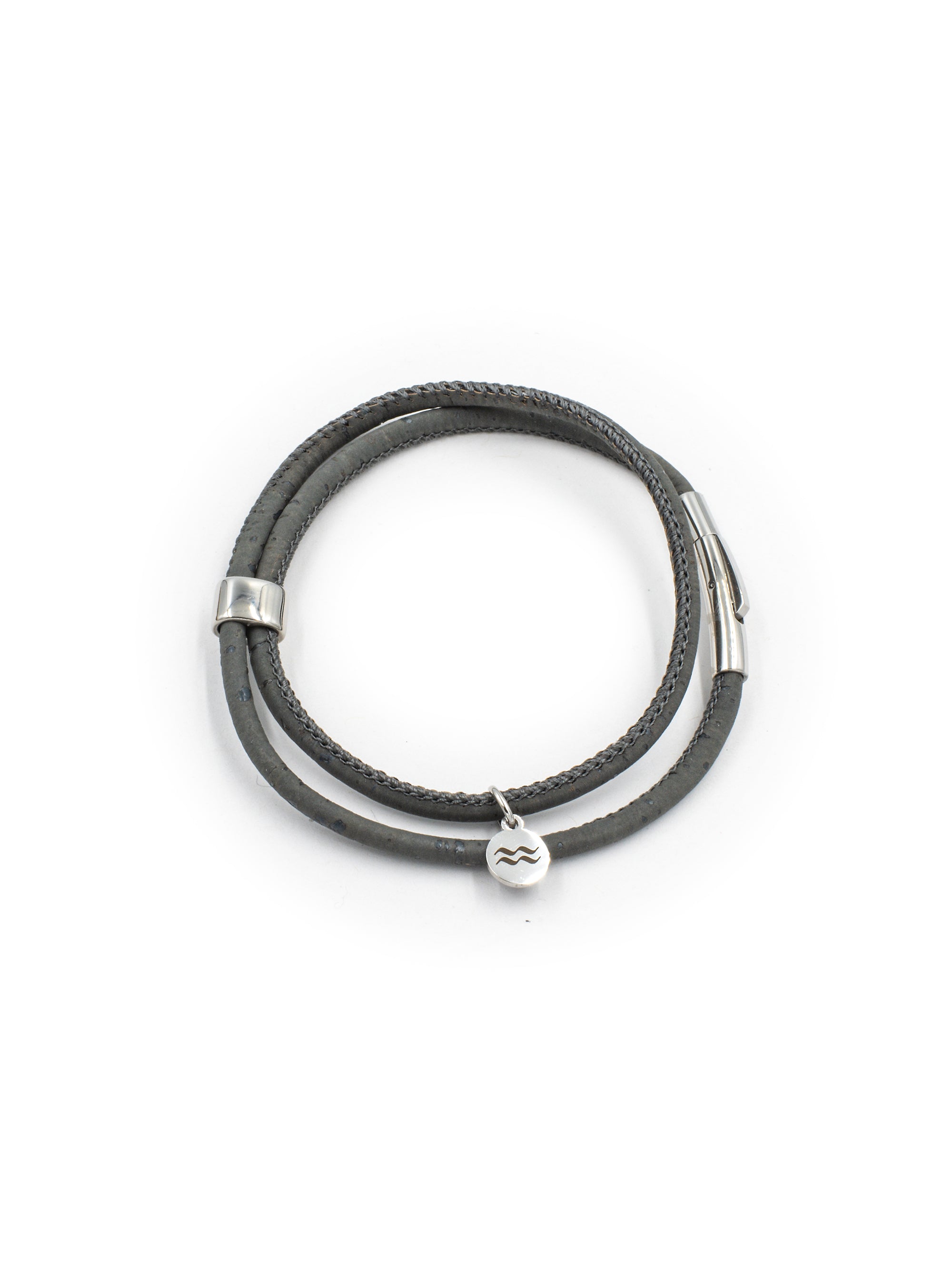 Aqua Beach Sustainable Cork Bracelet - Grey