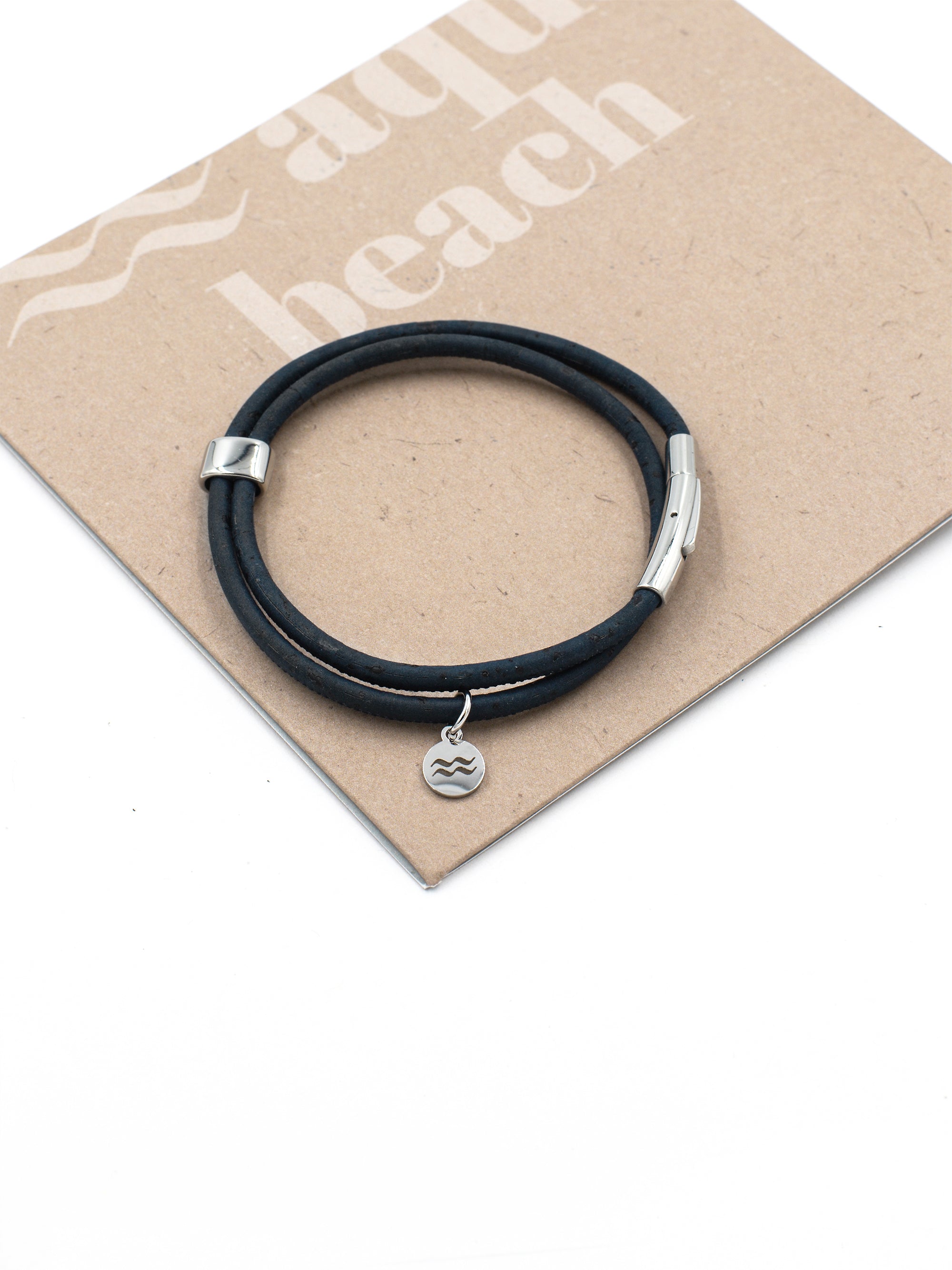 Aqua Beach Sustainable Cork Bracelet - Navy