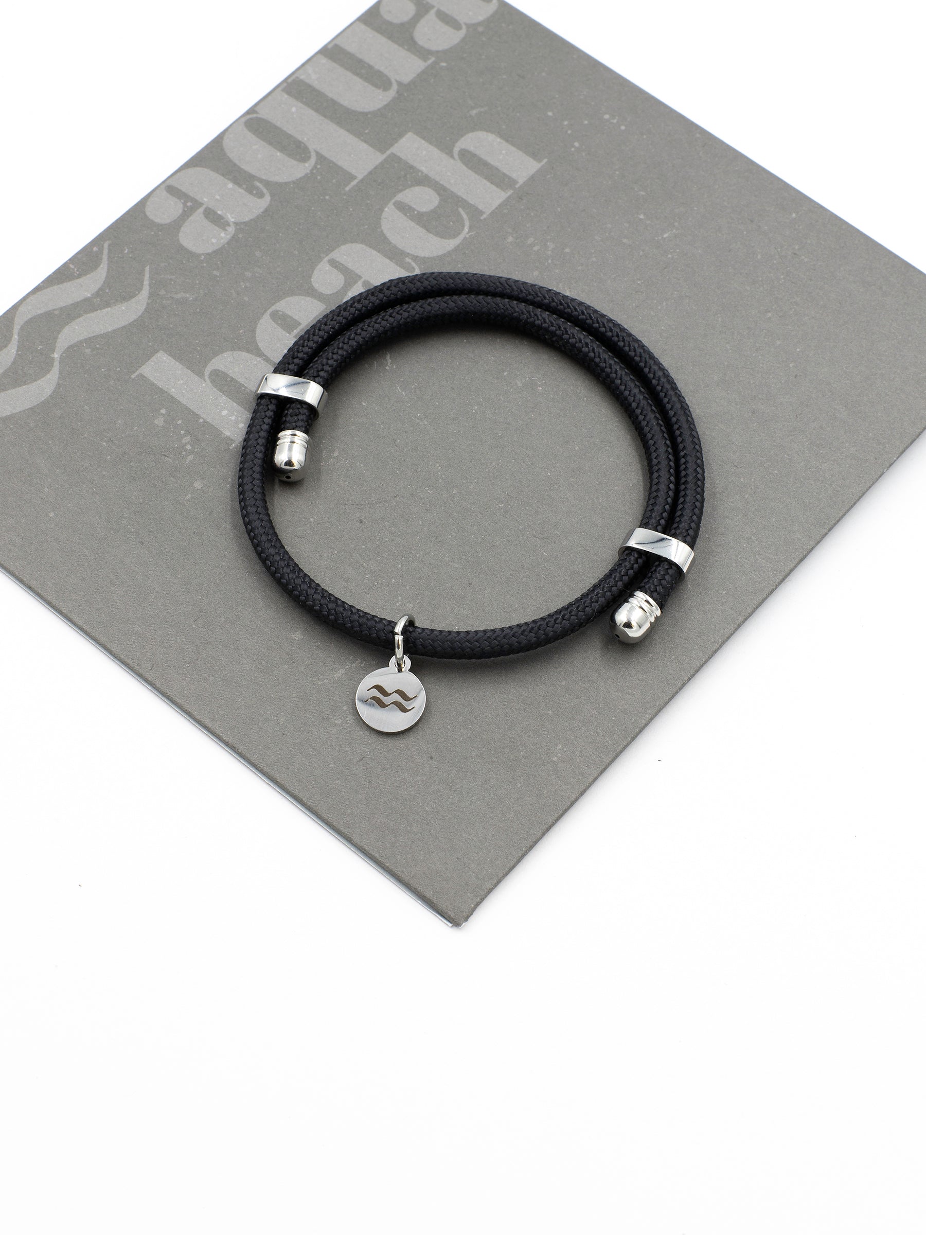 Aqua Beach Recycled Plastic Bracelet Size Adjustable - Black