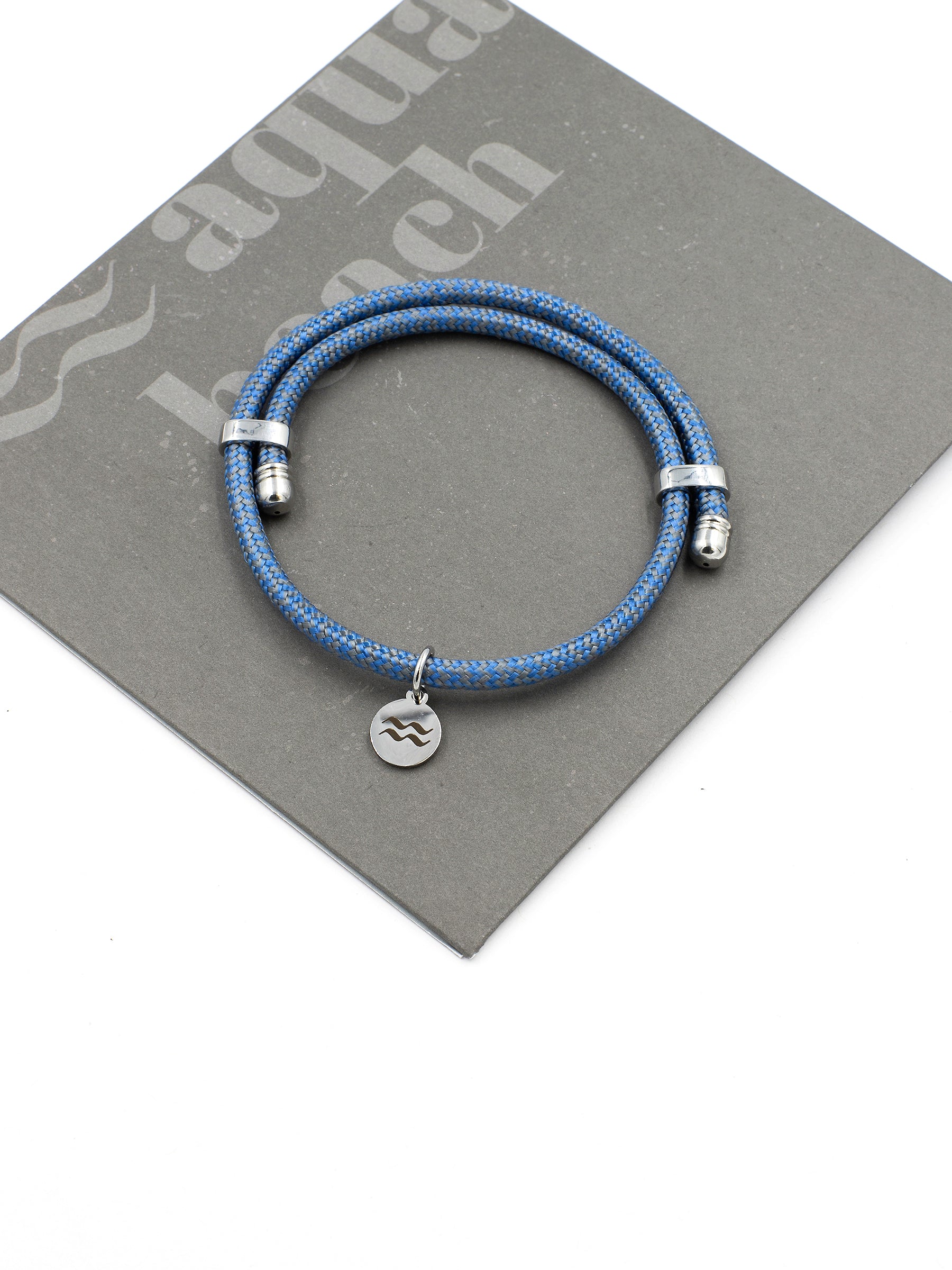 Aqua Beach Recycled Plastic Bracelet Size Adjustable - Blue/Grey