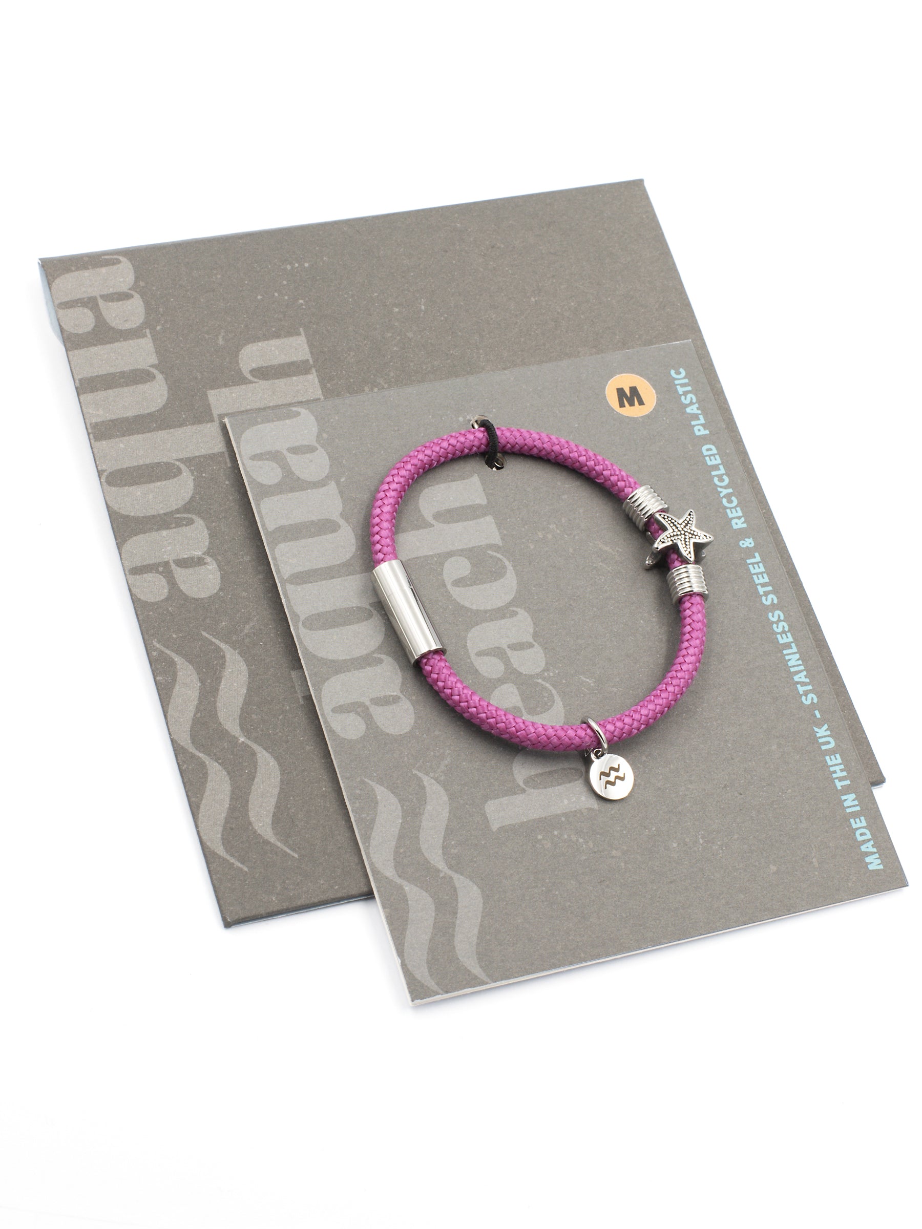 Aqua Beach Starfish Recycled Plastic Bracelet - Fuchsia Pink