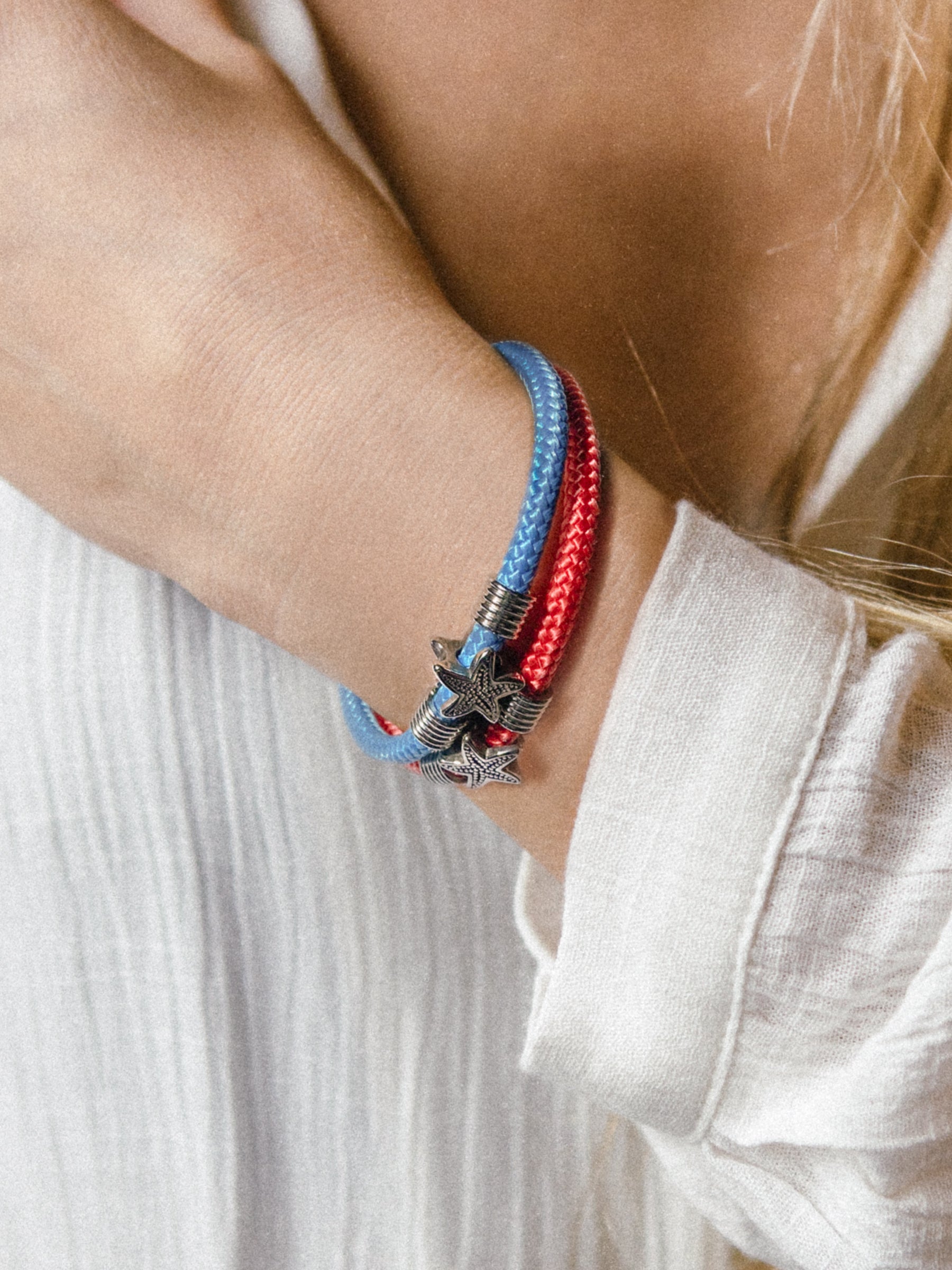 Aqua Beach Starfish Recycled Plastic Bracelet - Strawberry Red