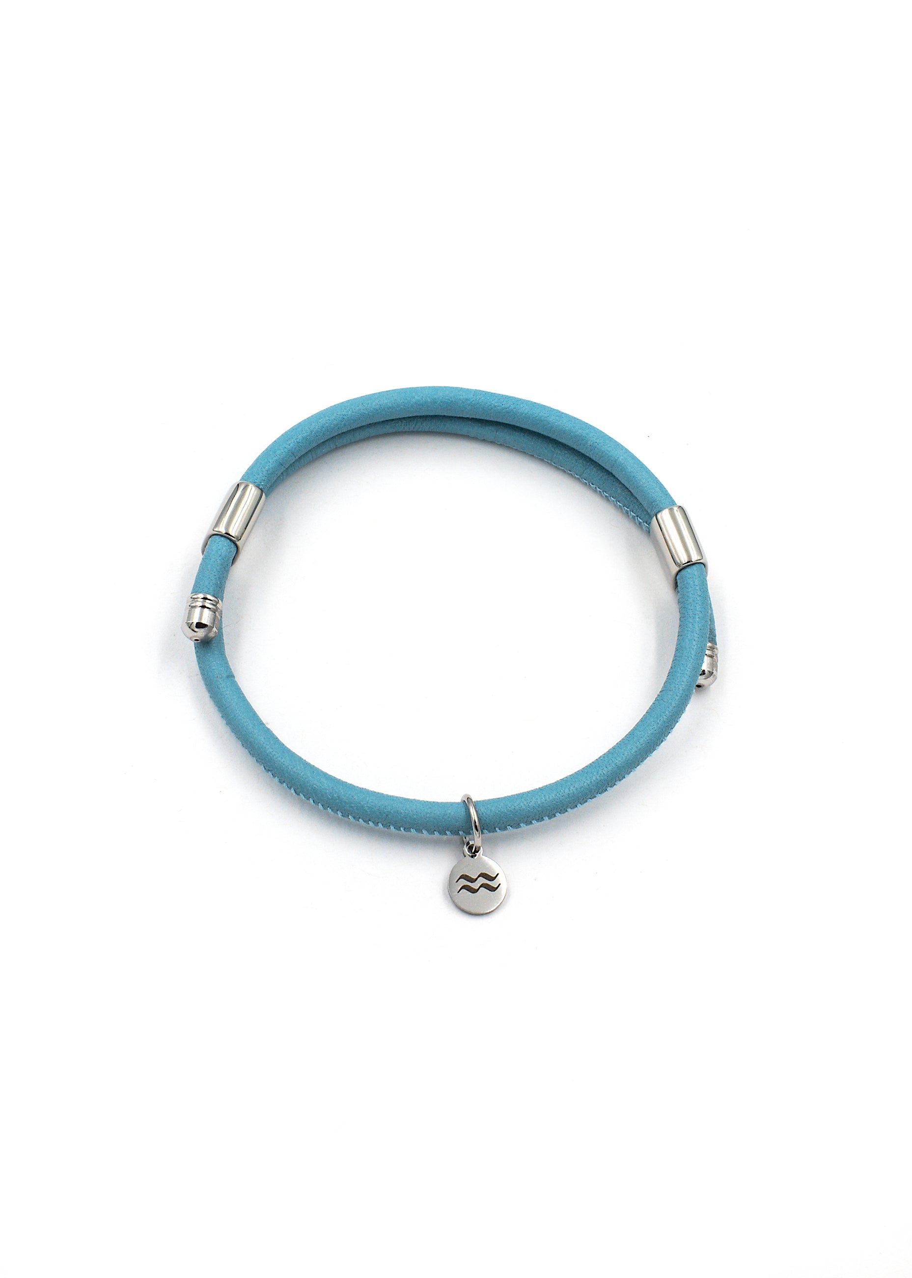 Aqua Beach premium leather and stainless steel bracelet, size adjustable with gift bag