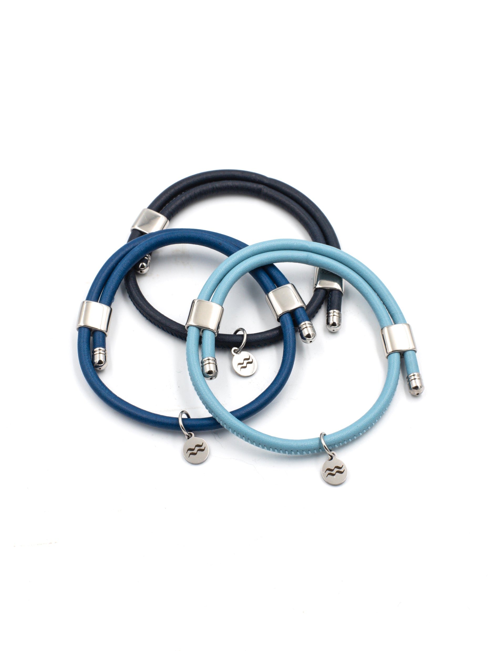 Premium Smooth Leather Bracelet - Teal - Size Adjustable