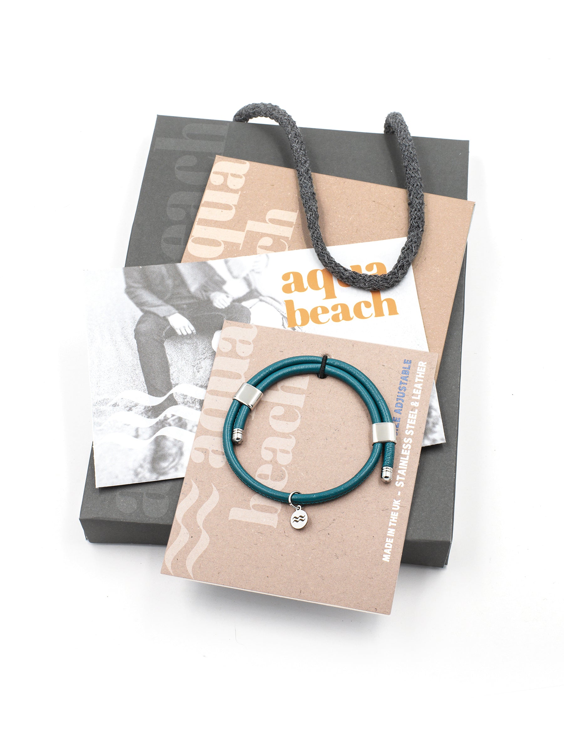 Premium Smooth Leather Bracelet - Teal - Size Adjustable