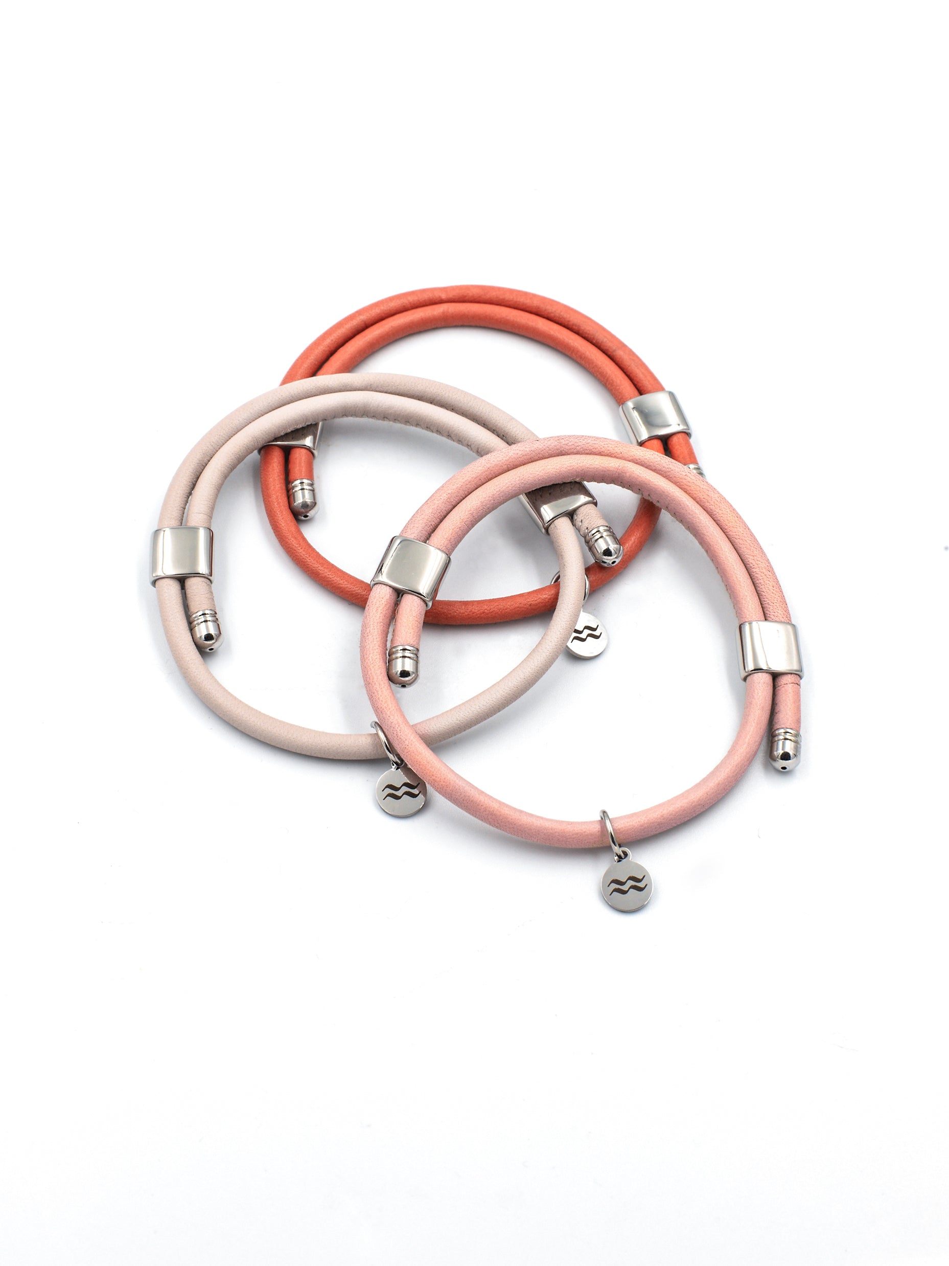 Premium Smooth Leather Bracelet - Dusty Pink - Size Adjustable