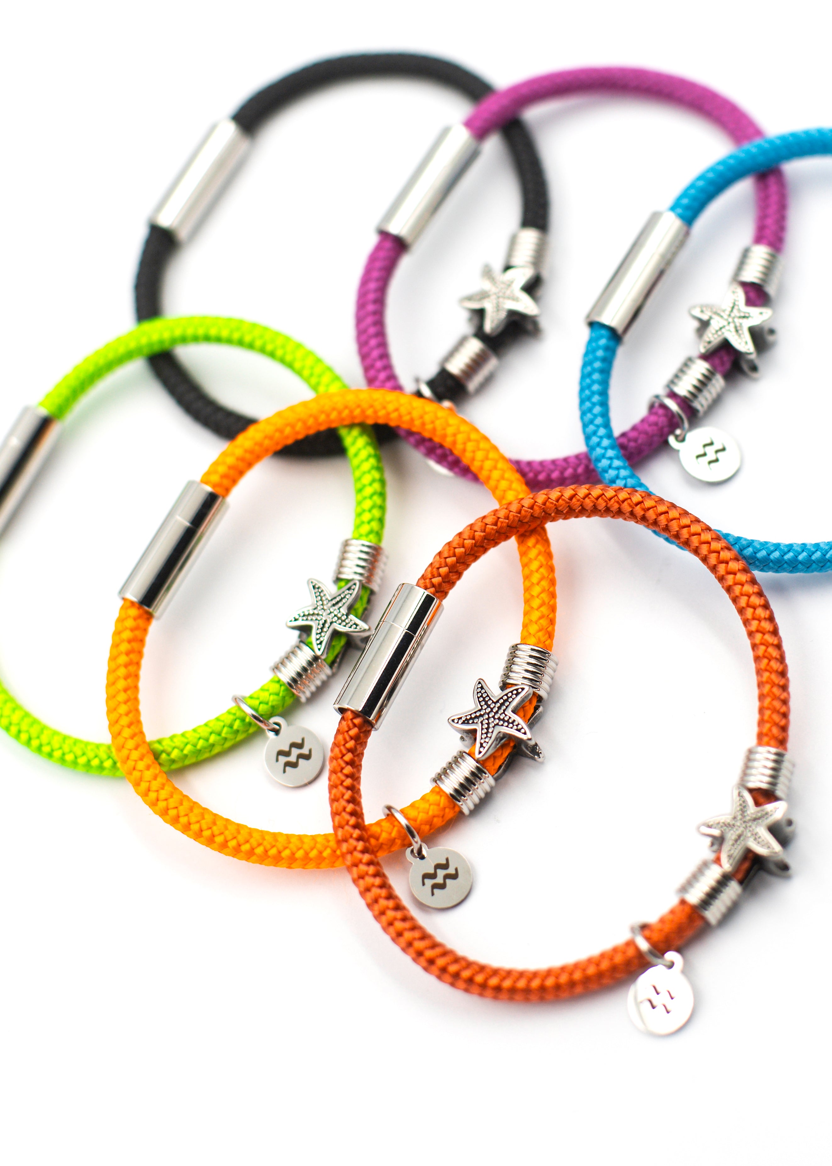 Aqua Beach Starfish Recycled Plastic Bracelet - Black