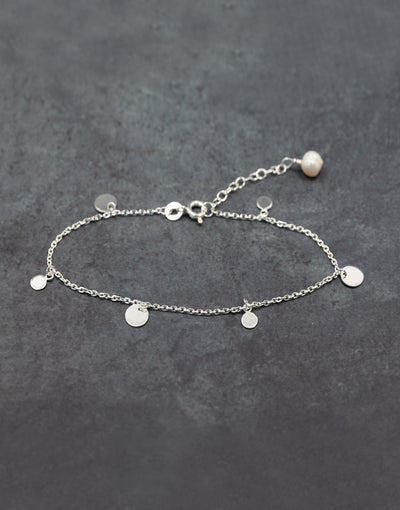 The Sea Shed Sterling Silver Boho Bracelet with Pearl Charm