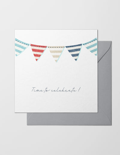The Sea Shed, Greeting Card, Time to celebrate, Congratulations, Bunting, Made in the UK