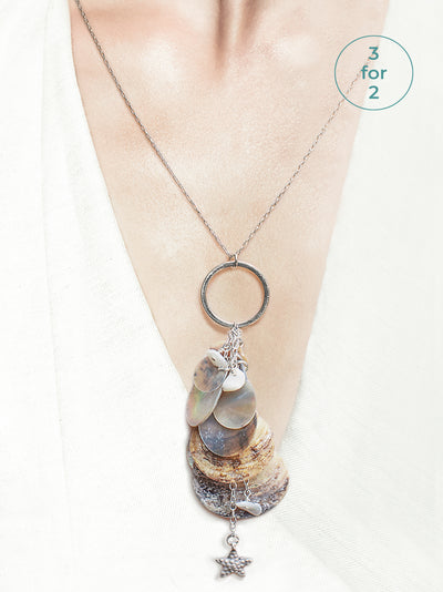 The Sea Shed, Shell & Sterling Silver & freshwater  pearl, Necklace and Gift Box, Aqua Beach, Beach Jewellery