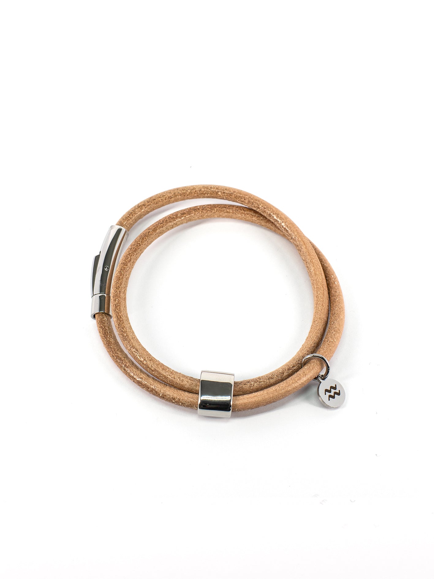 Aqua Beach  Leather & Stainless Steel - Natural