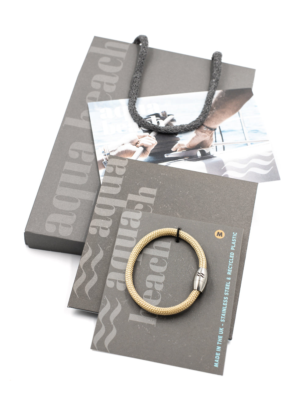 Recycled Plastic Rope Bracelet – Sand – Detail view – The Sea Shed