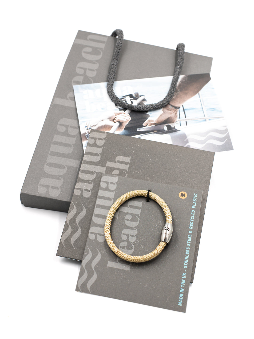Recycled Plastic Rope Bracelet – Sand – Detail view – The Sea Shed