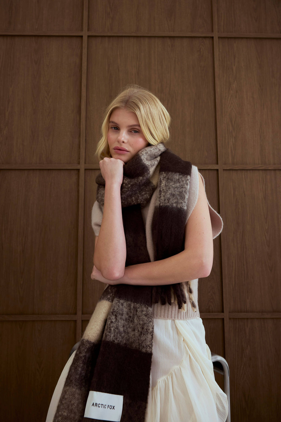 The Reykjavik Scarf - 100% Recycled - Brown Check - AW26