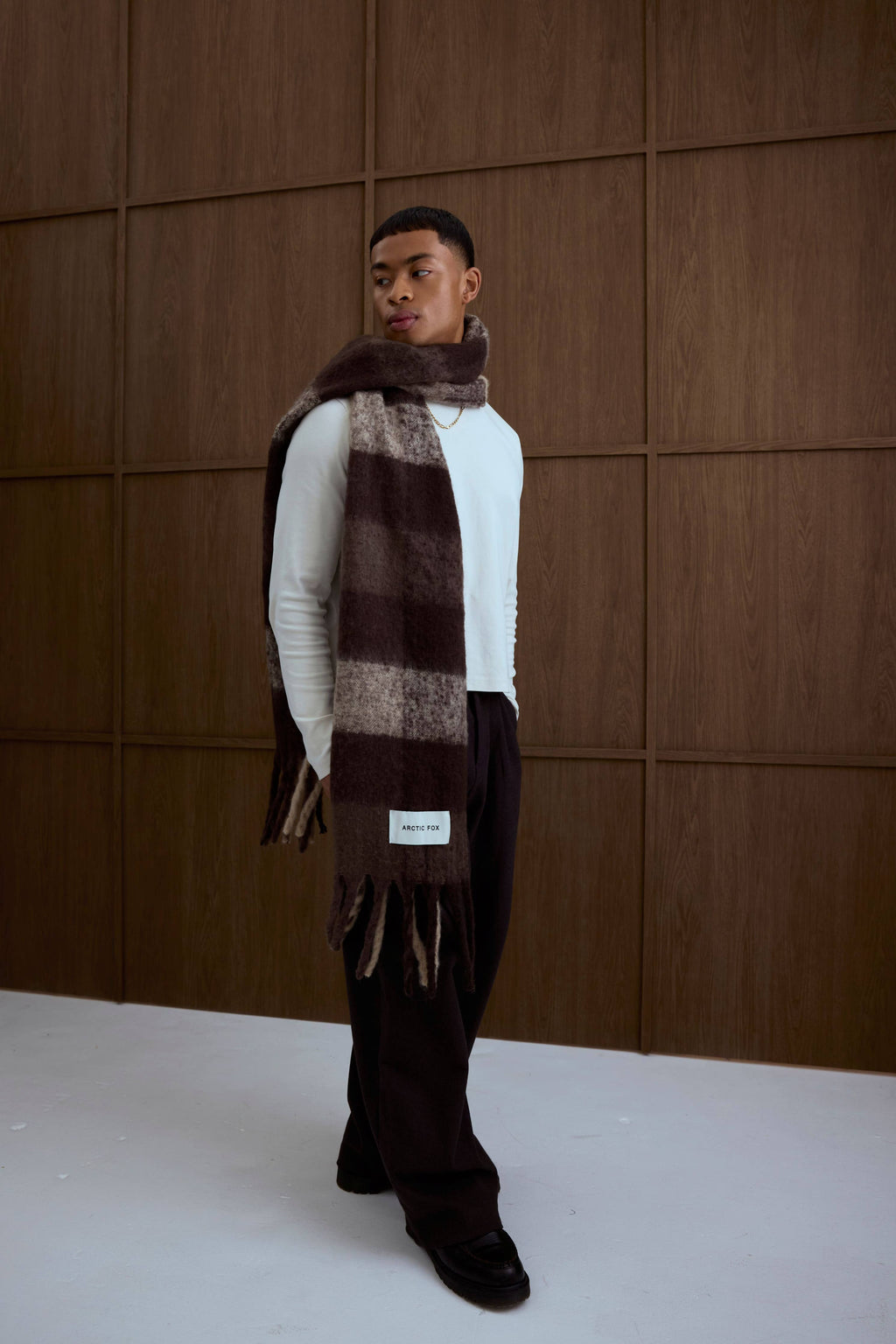 The Reykjavik Scarf - 100% Recycled - Brown Check - AW26