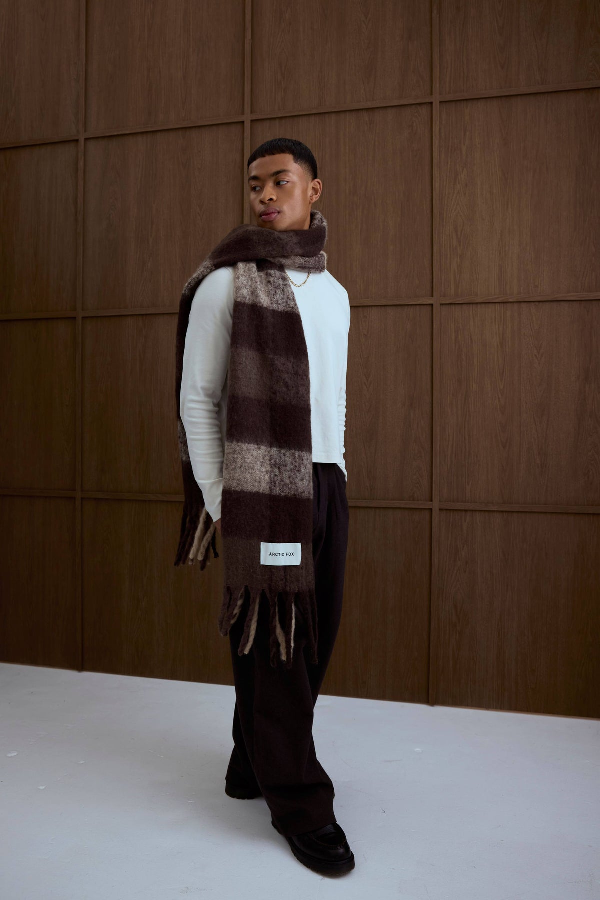 The Reykjavik Scarf - 100% Recycled - Brown Check - AW26