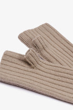 Merino Wool Fingerless Gloves - Soft Taupe - AW26