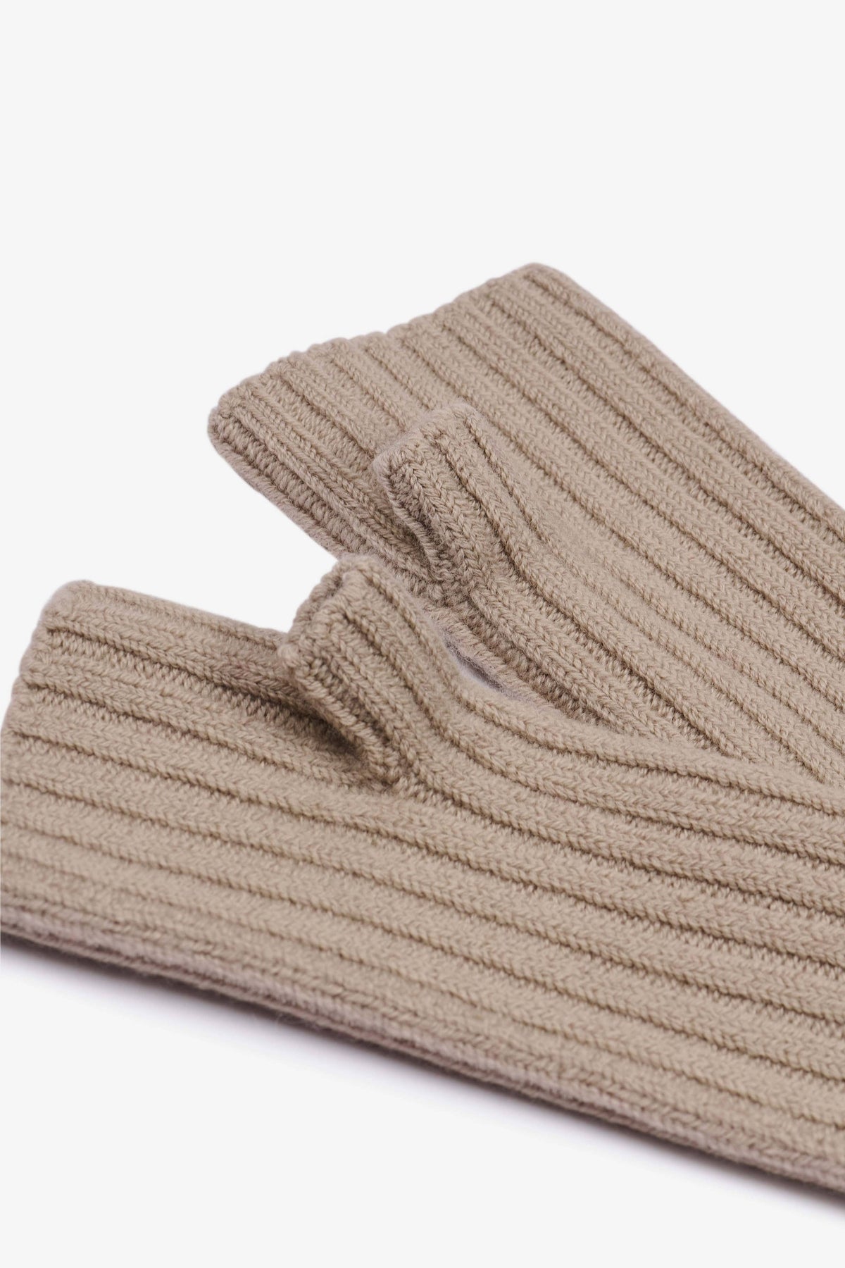 Merino Wool Fingerless Gloves - Soft Taupe - AW26