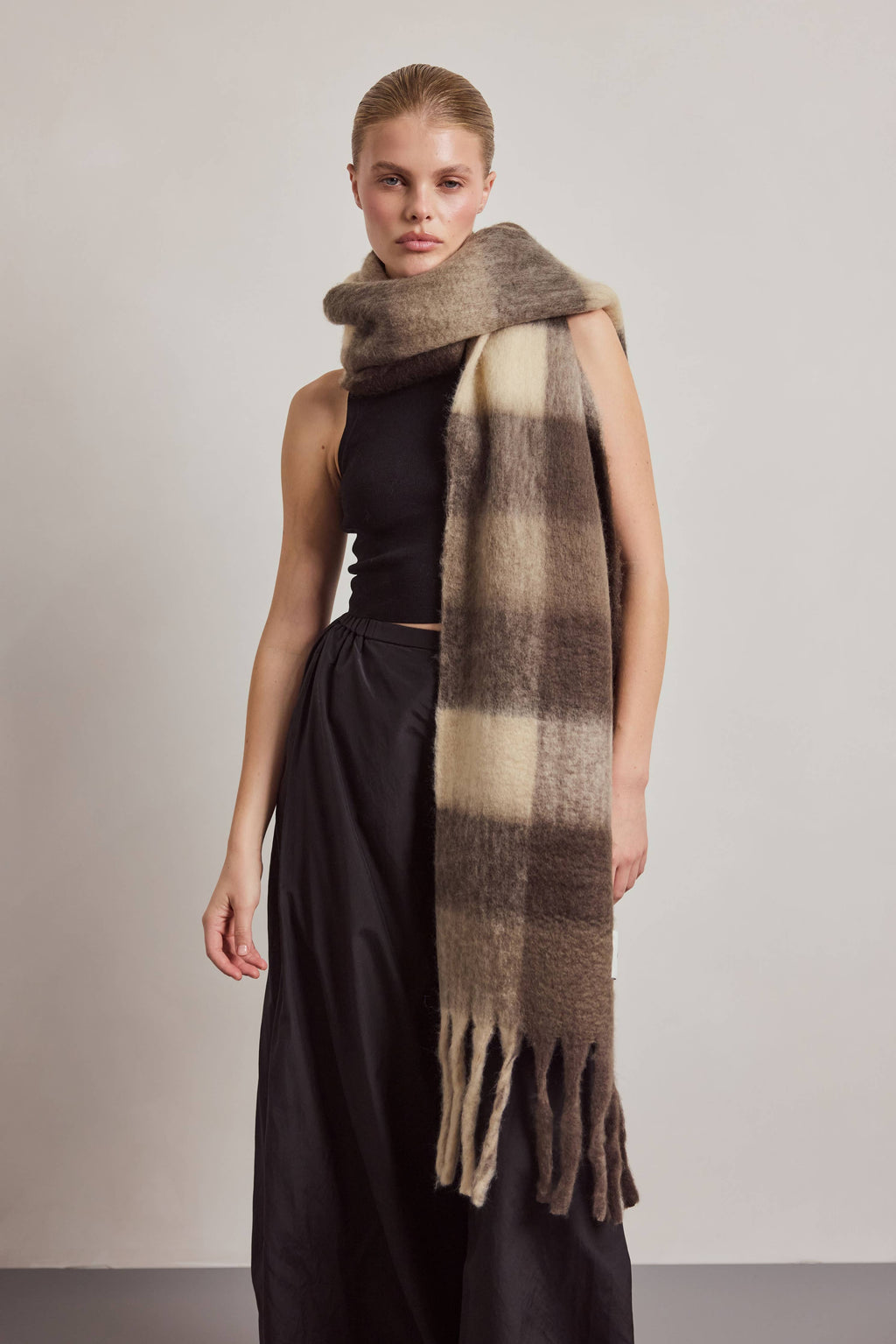 The Reykjavik Scarf - 100% Recycled - Brown Check - AW26