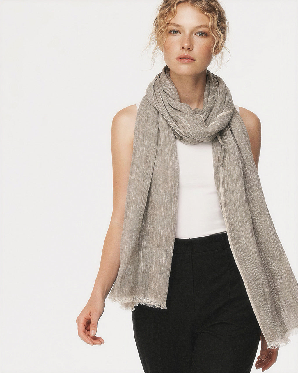Hand Loomed Linen Scarf Sand