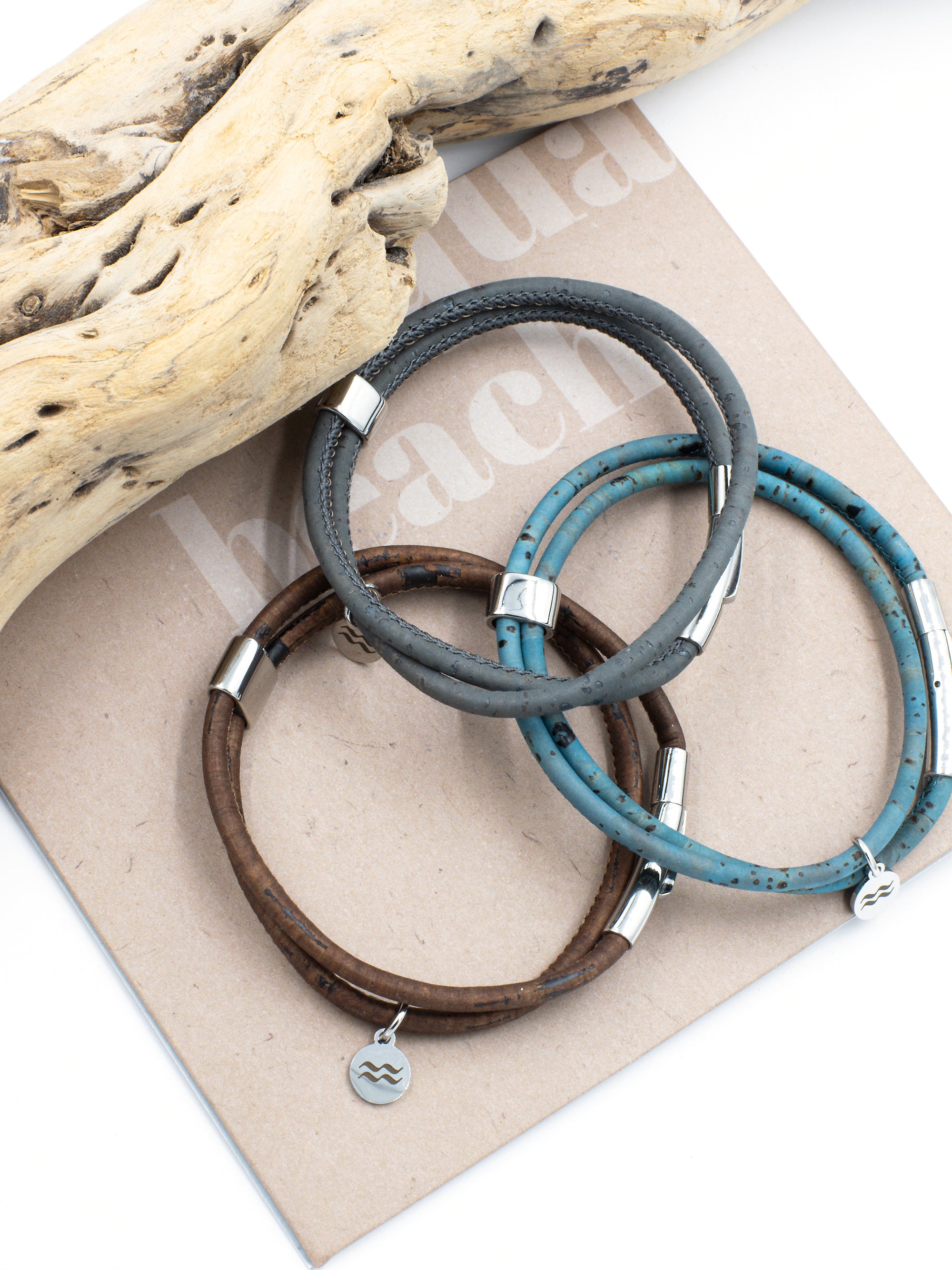 Aqua Beach Sustainable Cork Bracelet - Chestnut