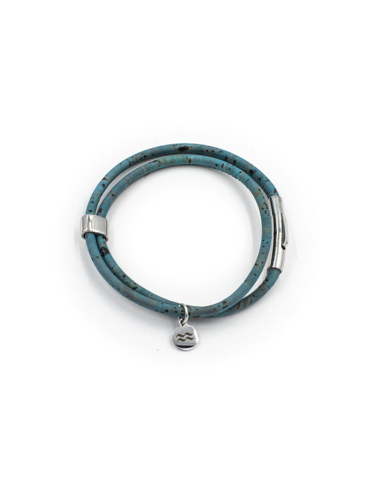 Sustainable Cork Bracelet – Teal – Product photo – The Sea Shed