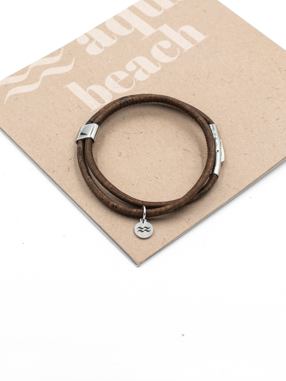 Sustainable Cork Bracelet – Chestnut – Detail view – The Sea Shed