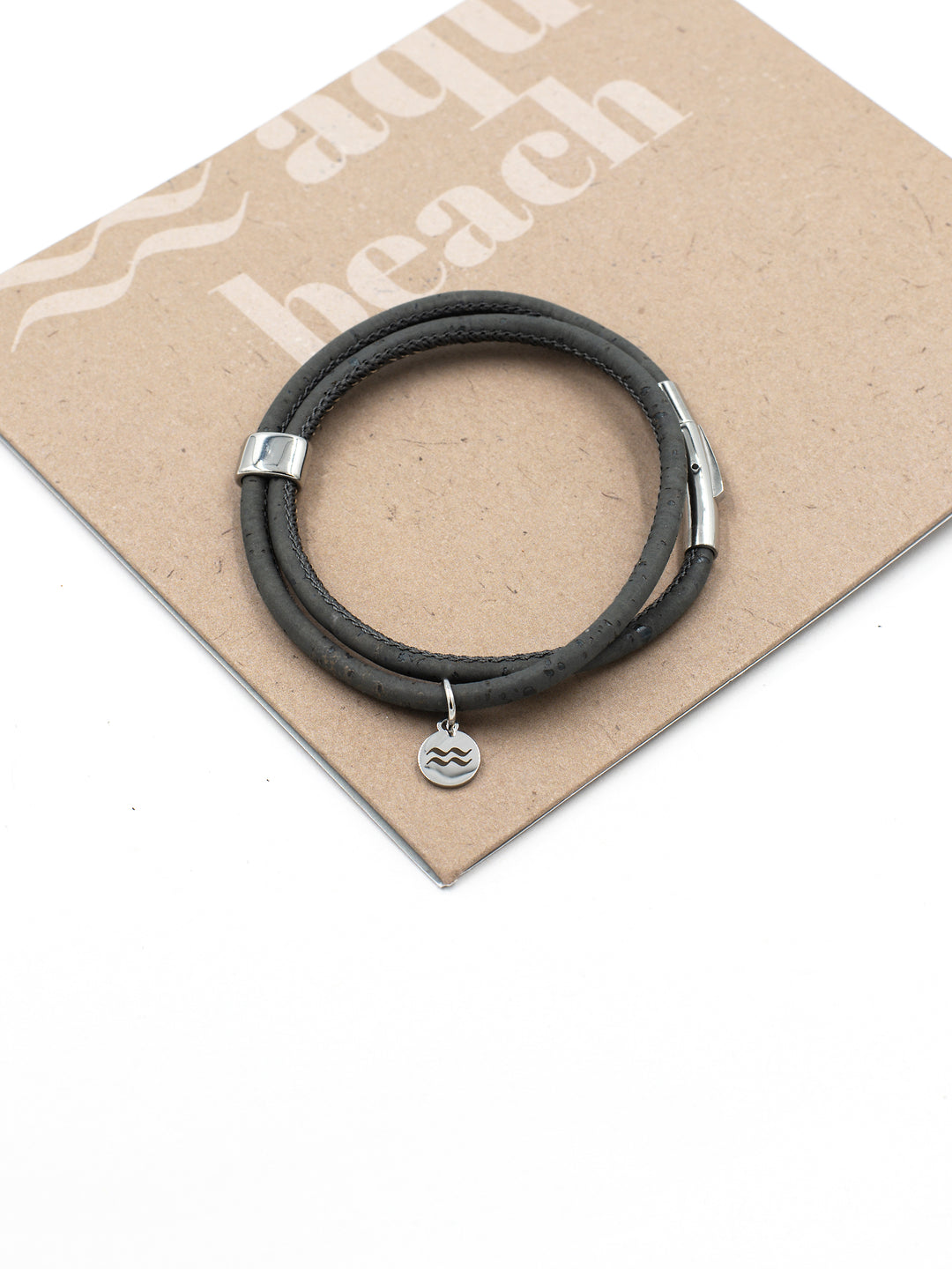 Sustainable Cork Bracelet – Grey – Detail view – The Sea Shed