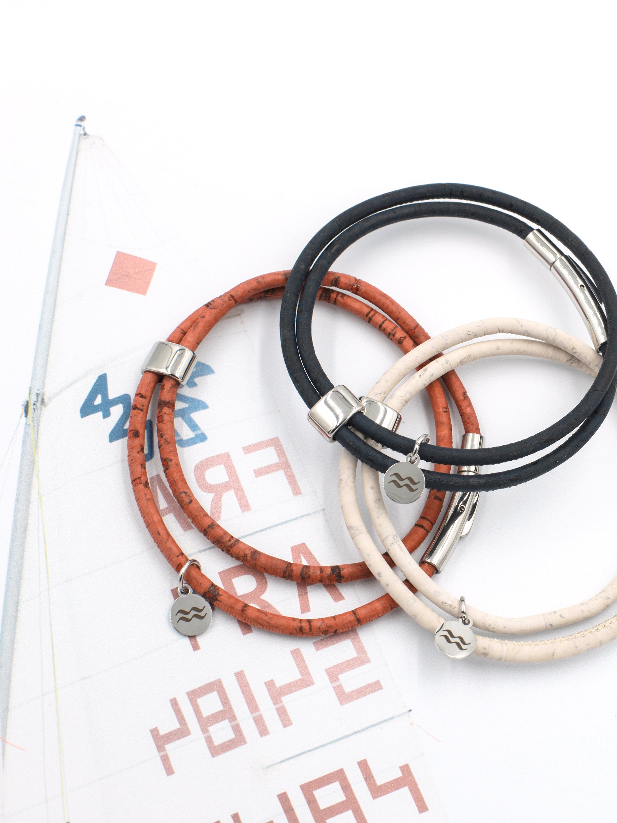 Aqua Beach Sustainable Cork Bracelet - White