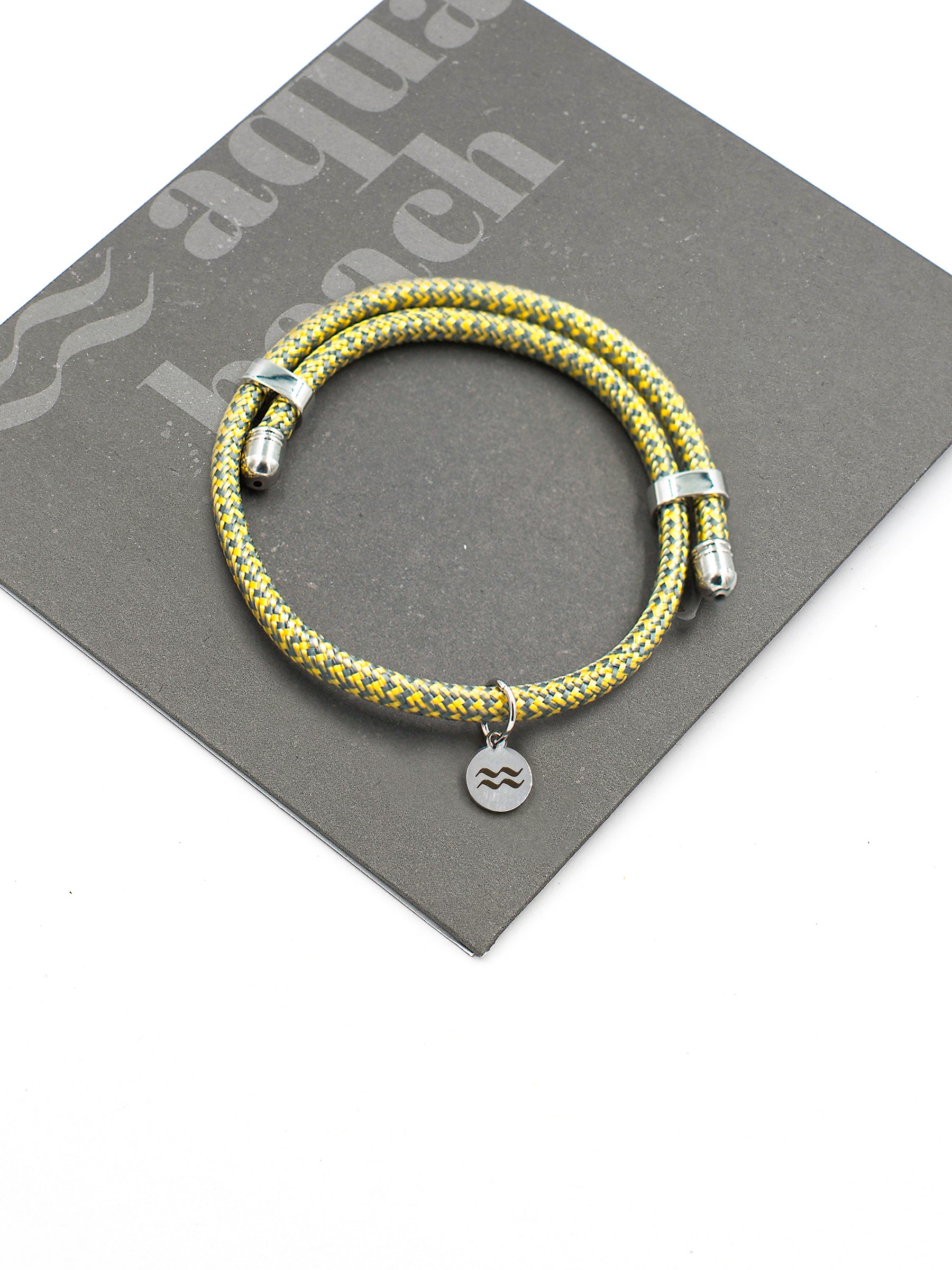 Aqua Beach Recycled Plastic Bracelet Size Adjustable - Yellow