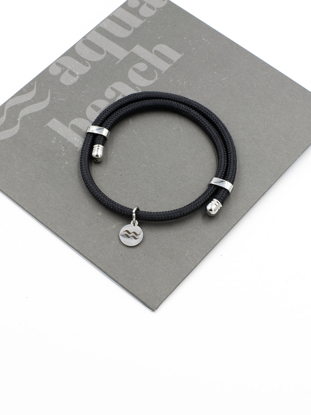 Aqua Beach Recycled Plastic Bracelet Size Adjustable - Black