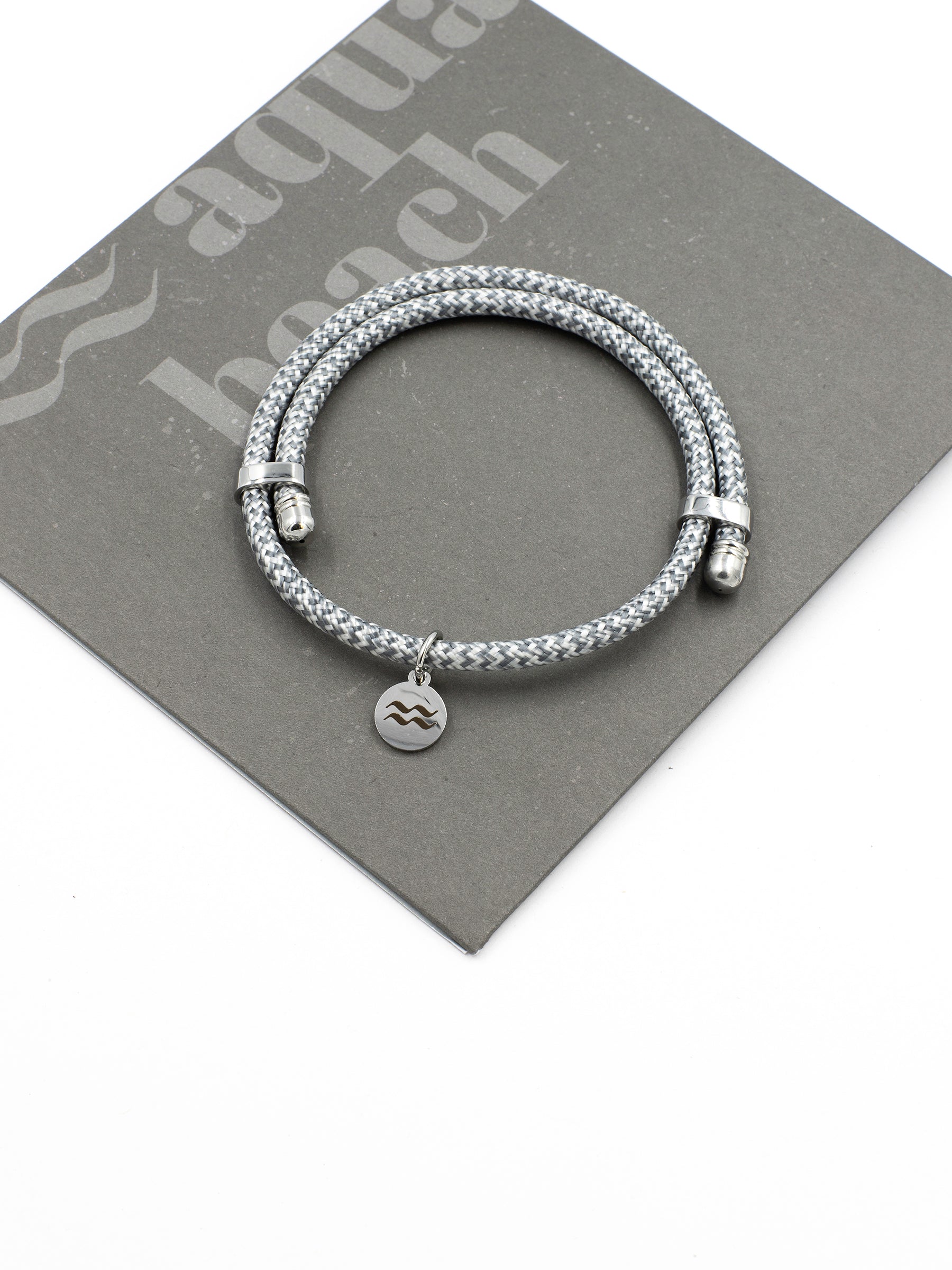 Aqua Beach Recycled Plastic Bracelet Size Adjustable - Grey