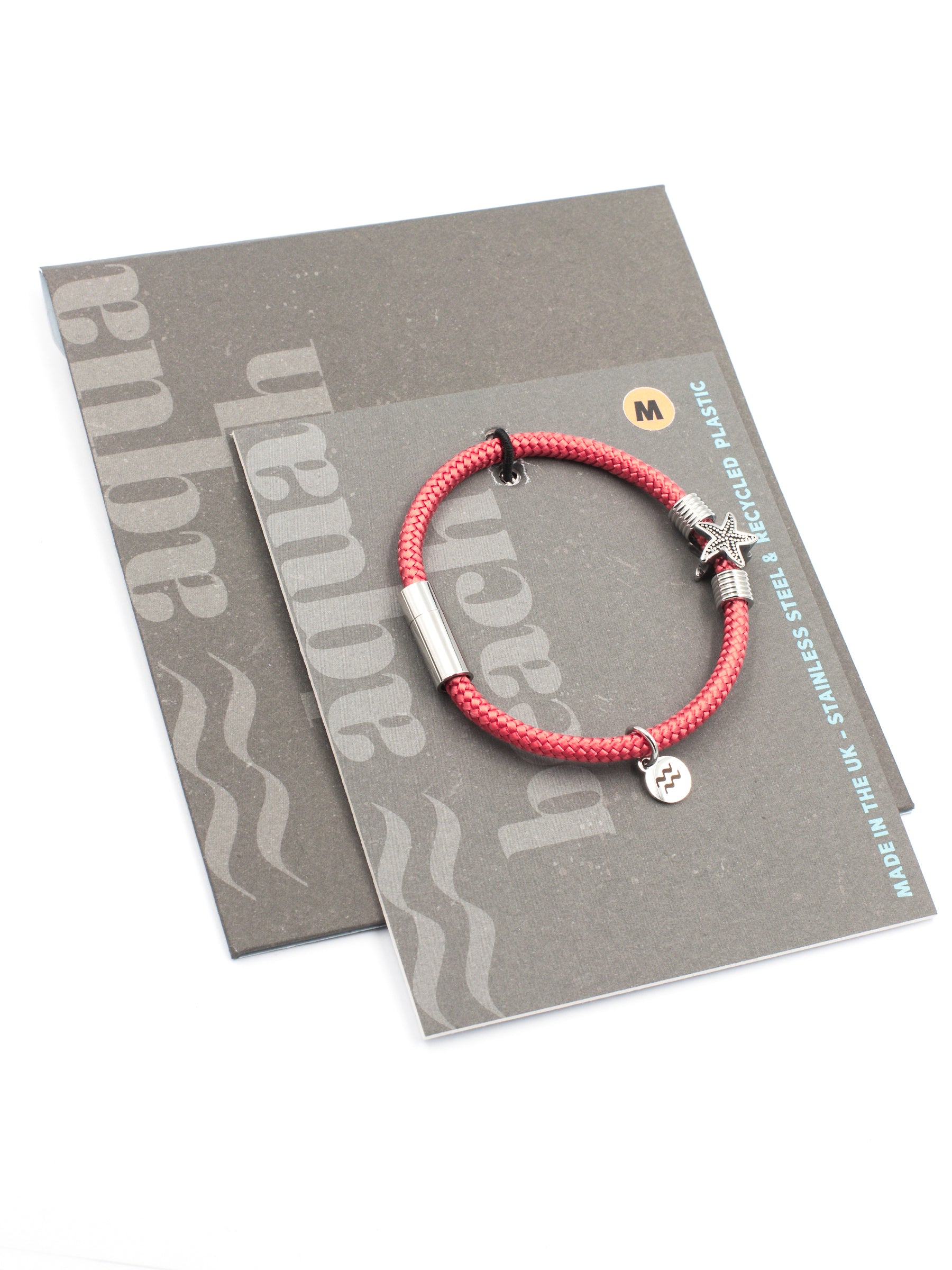 Aqua Beach Starfish Recycled Plastic Bracelet - Strawberry Red