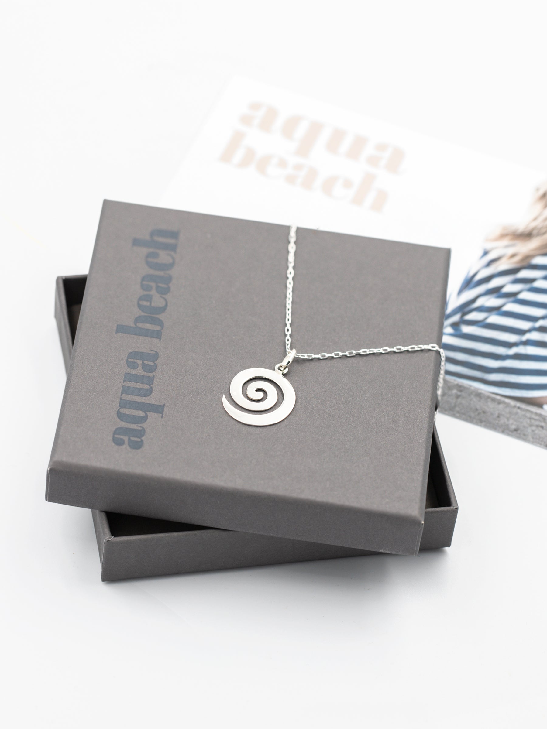 Aqua Beach - Sterling Silver Wave Swirl Pendant