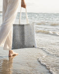 Linen Tote Bag Denim Blue Stripes