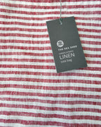 Linen Tote Bag Coral Red Stripes