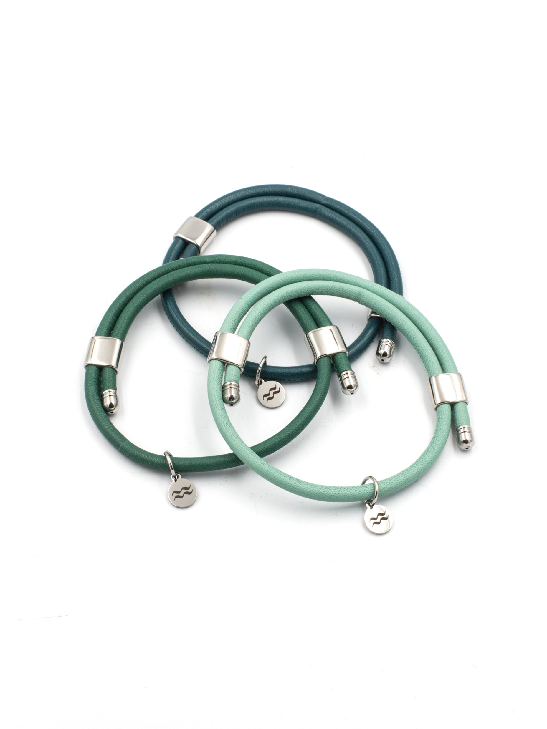 Premium Smooth Leather Bracelet - Pistachio - Size Adjustable