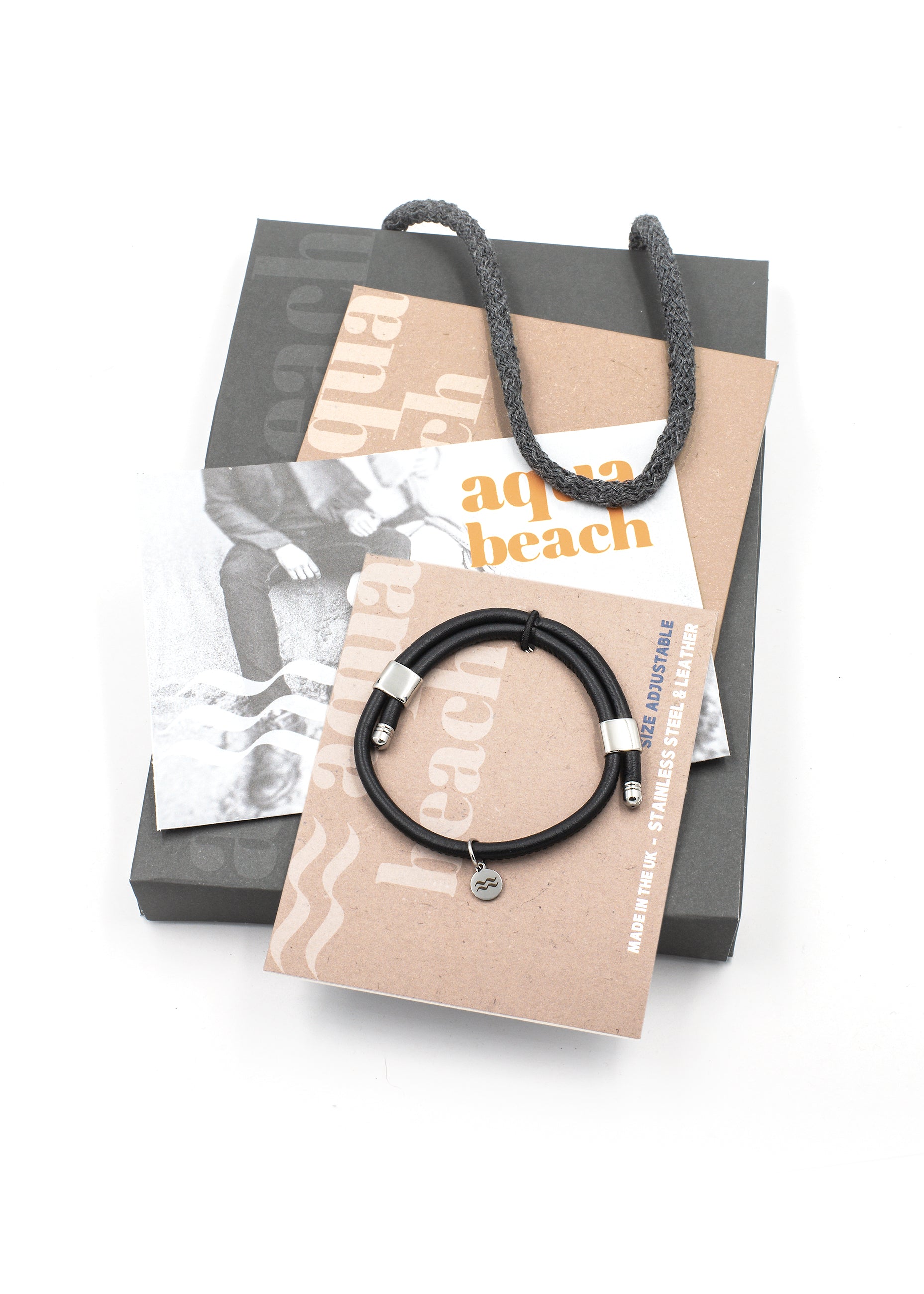 Premium Smooth Leather Bracelet - Black - Size Adjustable