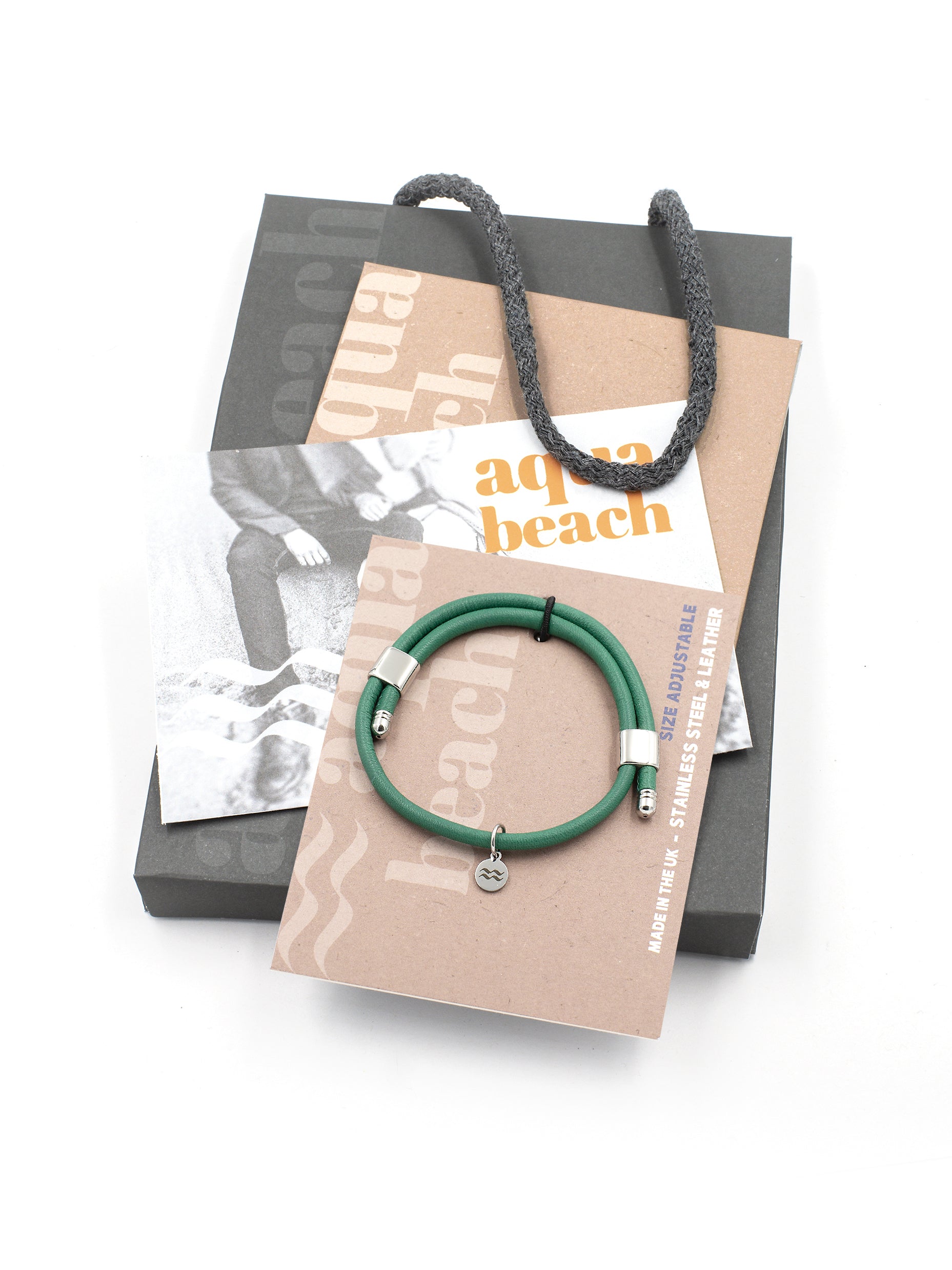 Premium Smooth Leather Bracelet - Sea Green - Size Adjustable