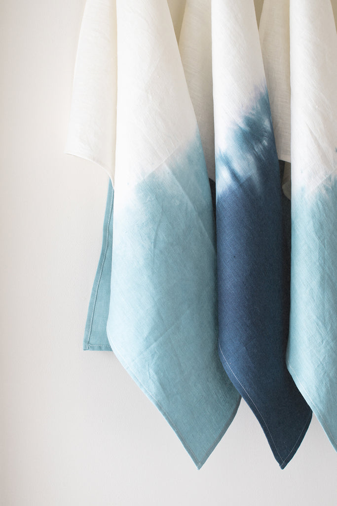 Tea Towel Hand Loomed Linen Sea Blue theseashed