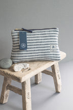 Hand-Loomed Linen Cosmetic Bag – Blue – Gift packaging – The Sea Shed