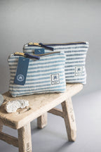 Hand-Loomed Linen Cosmetic Bag – Blue – Gift packaging – The Sea Shed