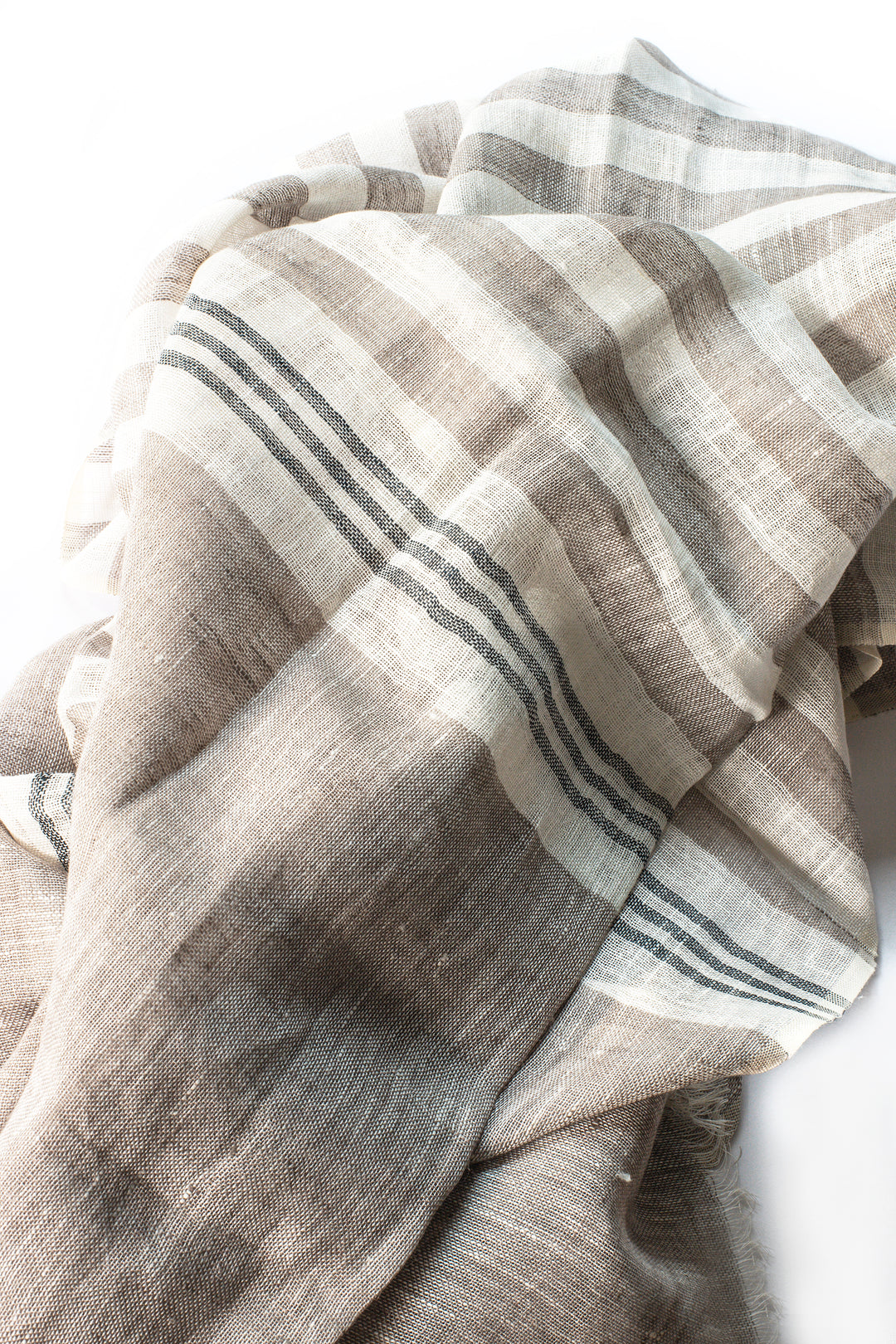 Hand-Loomed Linen Scarf – Sand – Product photo – The Sea Shed