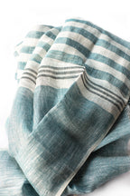 Hand-Loomed Linen Scarf – Blue – Product photo – The Sea Shed